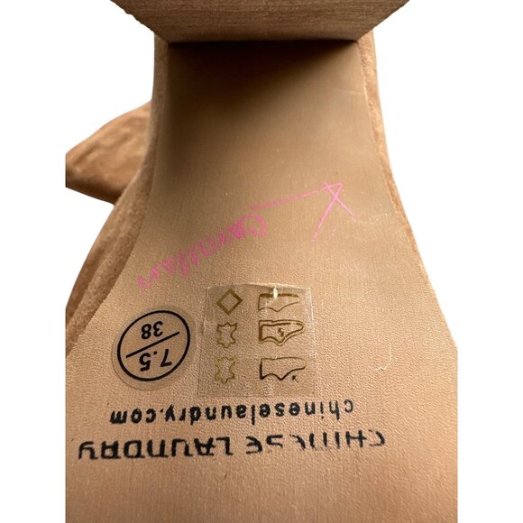 Chinese Laundry Boots Laurel Tan Suede Ankle Peep Toe Pull On Ruched Size 7.5 - Picture 7 of 8